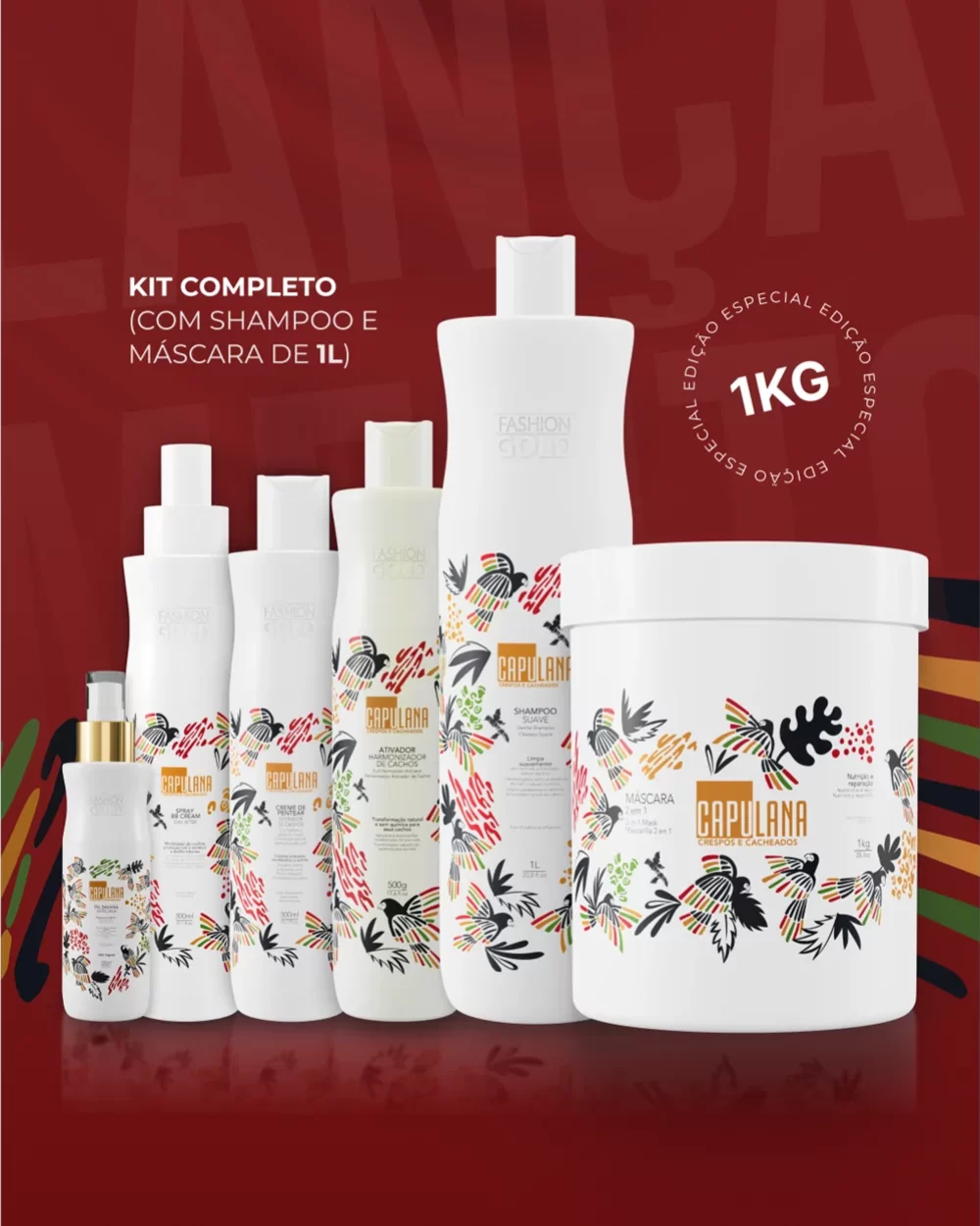 KIT Completo Capulana - Com Shampoo e Máscara de 1L