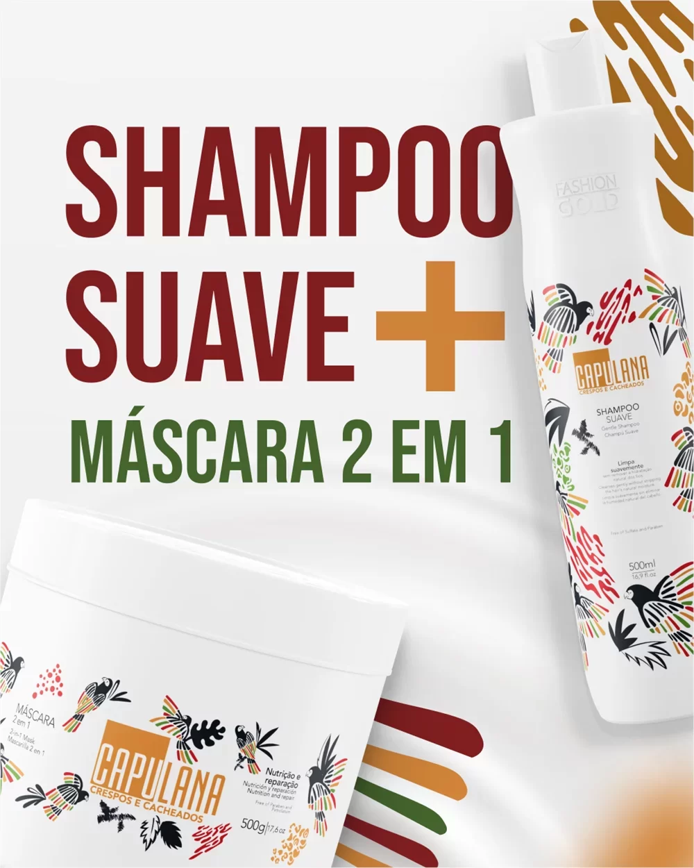 Shampoo Suave 500ml + Máscara 2 em 1 500g - Capulana